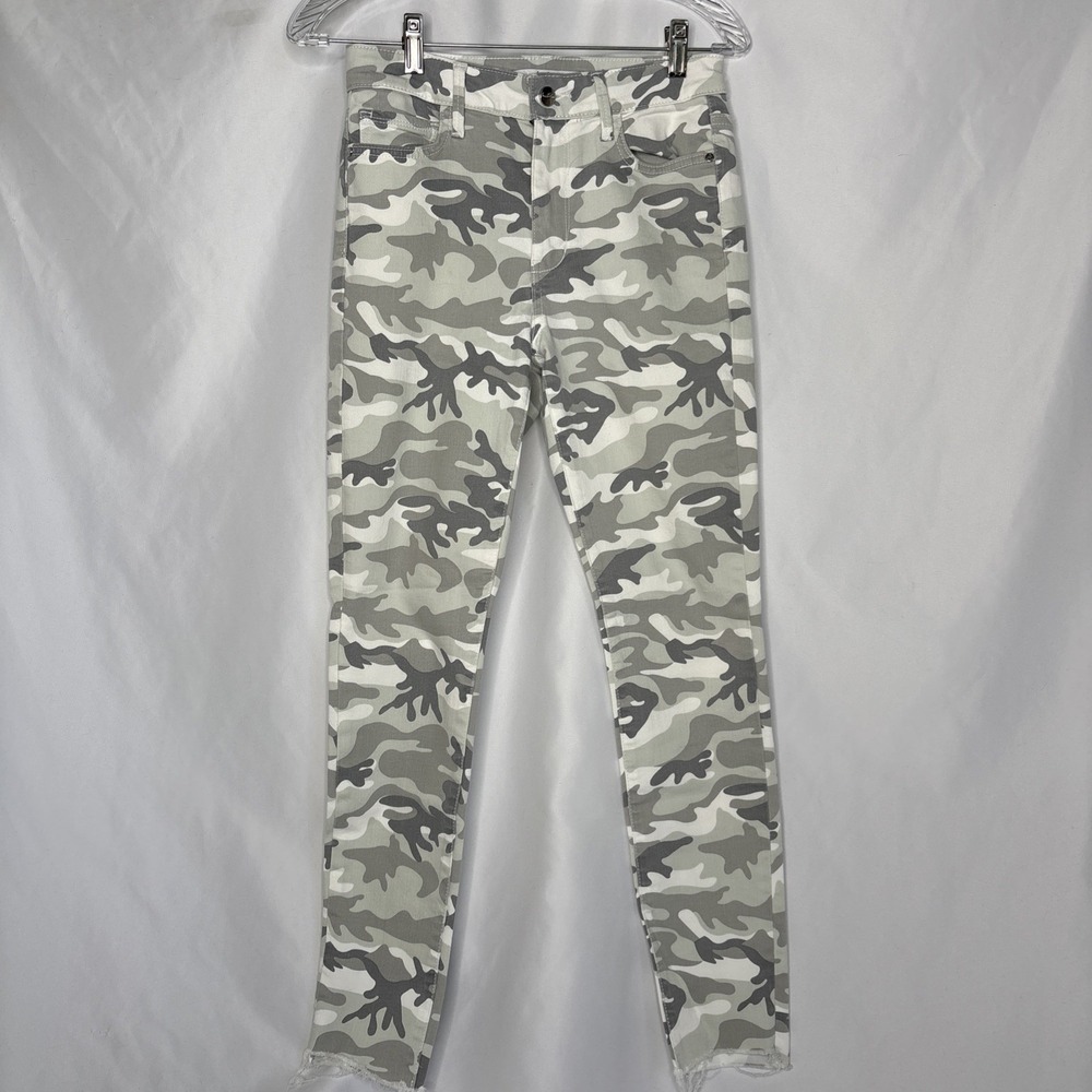 Sam Edelman The Stiletto High‎ Rise Skinny Camo Print Jeans Sz 27 Raw Hem